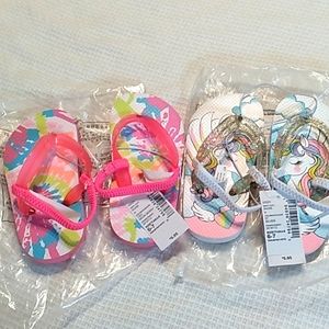 Lot of Children's place toddler flipflops